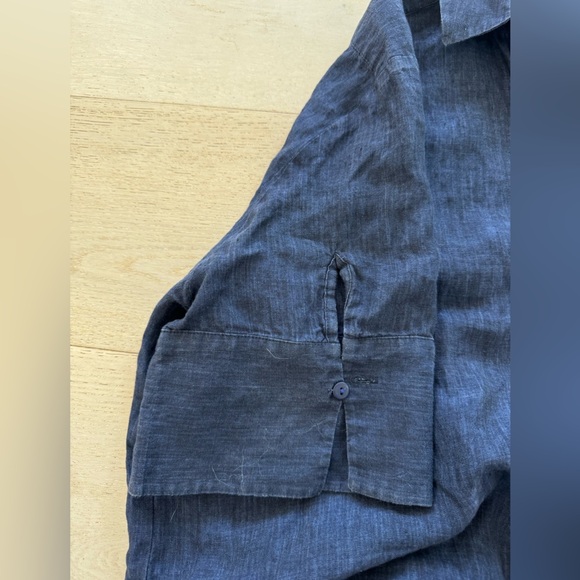 Jarbo Women's Italian Linen Button Up Boyfriend Shirt sz 3 Oversized Blue US 8 - Picture 3 of 8